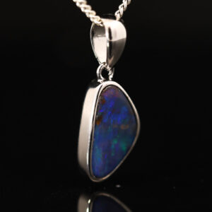 Sterling Silver Blue Green Purple Boulder Opal Pendant