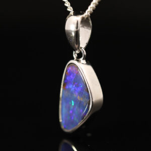 Sterling Silver Blue Green Purple Boulder Opal Pendant