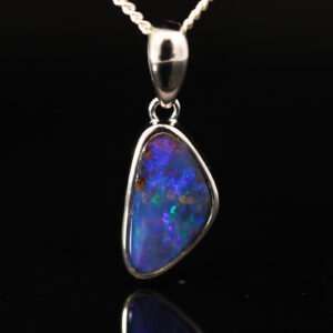 Sterling Silver Blue Green Purple Boulder Opal Pendant