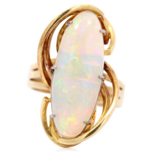 Yellow Gold Blue Green Yellow Orange Crystal Opal Ring