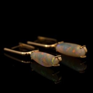 Yellow Gold Blue Green Yellow Orange Crystal Opal Earrings