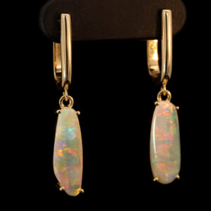 Yellow Gold Blue Green Yellow Orange Crystal Opal Earrings