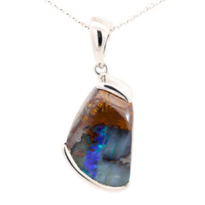 Sterling Silver Blue Purple Boulder Opal Pendant