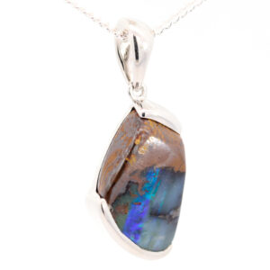 Sterling Silver Blue Purple Boulder Opal Pendant