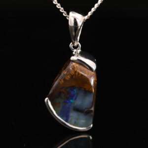 Sterling Silver Blue Purple Boulder Opal Pendant