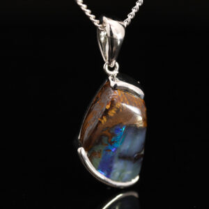 Sterling Silver Blue Purple Boulder Opal Pendant