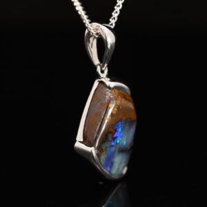 Sterling Silver Blue Purple Boulder Opal Pendant