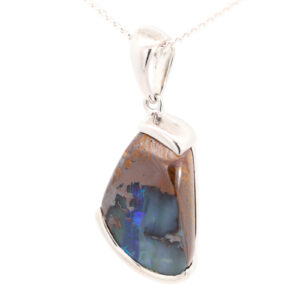 Sterling Silver Blue Purple Boulder Opal Pendant