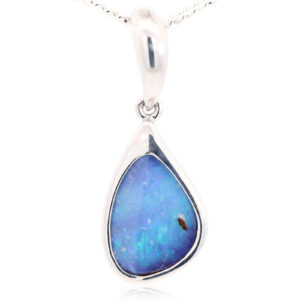 Sterling Silver Blue Purple Boulder Opal Pendant