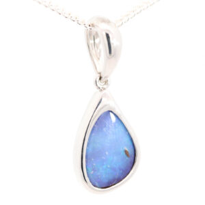 Sterling Silver Blue Purple Boulder Opal Pendant