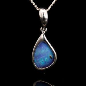 Sterling Silver Blue Purple Boulder Opal Pendant