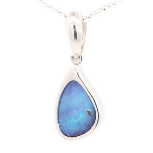 Sterling Silver Blue Purple Boulder Opal Pendant