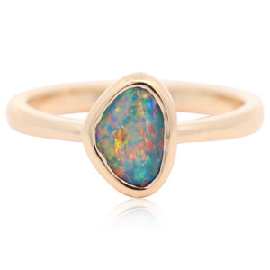 Yellow Gold Blue Green Yellow Orange Red Black Opal Ring
