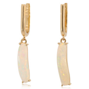 Yellow Gold Blue Green Yellow Orange Crystal Opal Earrings
