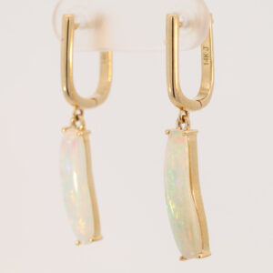 Yellow Gold Blue Green Yellow Orange Solid Australian Crystal Opal Earrings