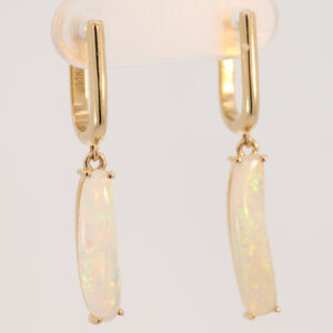 Yellow Gold Blue Green Yellow Orange Solid Australian Crystal Opal Earrings