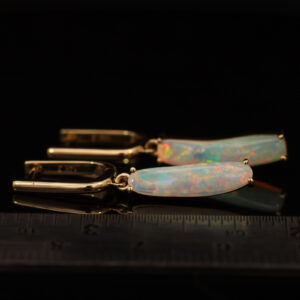 Yellow Gold Blue Green Yellow Orange Solid Australian Crystal Opal Earrings