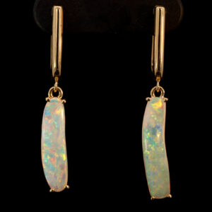 Yellow Gold Blue Green Yellow Orange Solid Australian Crystal Opal Earrings