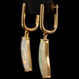 Yellow Gold Blue Green Yellow Orange Solid Australian Crystal Opal Earrings