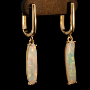 Yellow Gold Blue Green Yellow Orange Crystal Opal Earrings