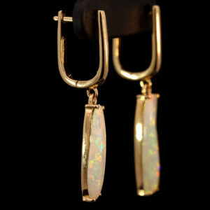 Yellow Gold Blue Green Yellow Orange Solid Australian Crystal Opal Earrings