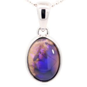 Sterling Silver Blue Purple Black Opal Pendant