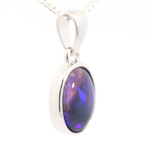 Sterling Silver Blue Purple Black Opal Pendant