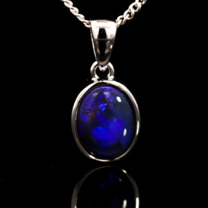 Sterling Silver Blue Purple Black Opal Pendant