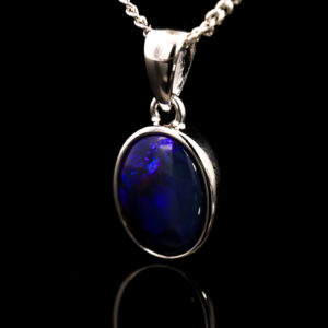 Sterling Silver Blue Purple Black Opal Pendant