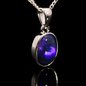 Sterling Silver Blue Purple Black Opal Pendant
