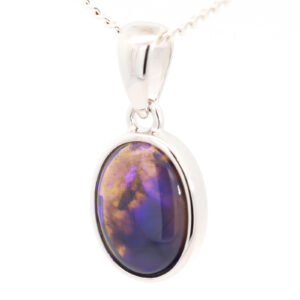 Sterling Silver Blue Purple Black Opal Pendant