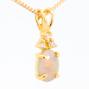Gold-plated Sterling Silver Blue Green Yellow Orange Red Semi Black Opal Pendant