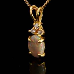 Gold-plated Sterling Silver Blue Green Yellow Orange Red Semi Black Opal Pendant