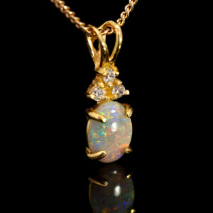 Gold-plated Sterling Silver Blue Green Yellow Orange Red Semi Black Opal Pendant