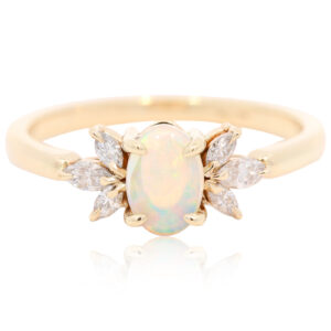 Custom Yellow Gold Blue Green Yellow Orange Red Crystal Opal Ring