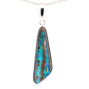 Sterling Silver Blue Green Boulder Opal Pendant