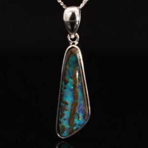 Sterling Silver Blue Green Boulder Opal Pendant