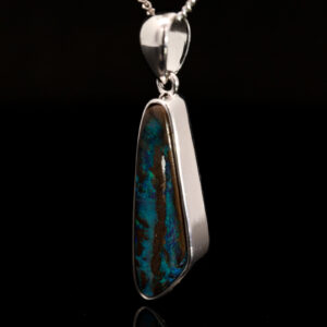Sterling Silver Blue Green Boulder Opal Pendant