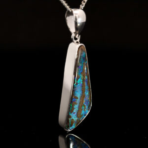 Sterling Silver Blue Green Boulder Opal Pendant