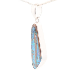 Sterling Silver Blue Green Boulder Opal Pendant