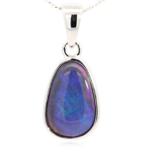 Sterling Silver Blue Purple Black Opal Pendant