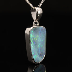Sterling Silver Blue Green Purple Boulder Opal Pendant