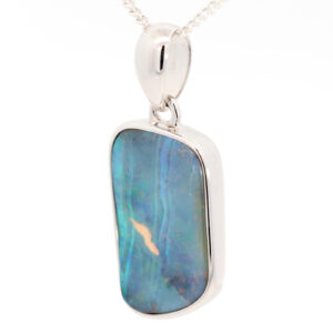 Sterling Silver Blue Green Purple Boulder Opal Pendant