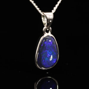 Sterling Silver Blue Purple Black Opal Pendant