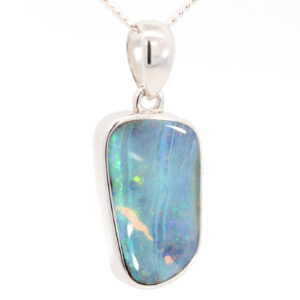 Sterling Silver Blue Green Purple Boulder Opal Pendant