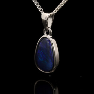 Sterling Silver Blue Purple Black Opal Pendant