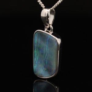 Sterling Silver Blue Green Purple Boulder Opal Pendant