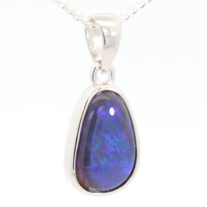 Sterling Silver Blue Purple Black Opal Pendant