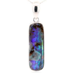 Sterling Silver Blue Green Purple Boulder Opal Pendant