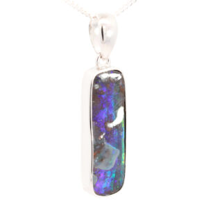 Sterling Silver Blue Green Purple Boulder Opal Pendant